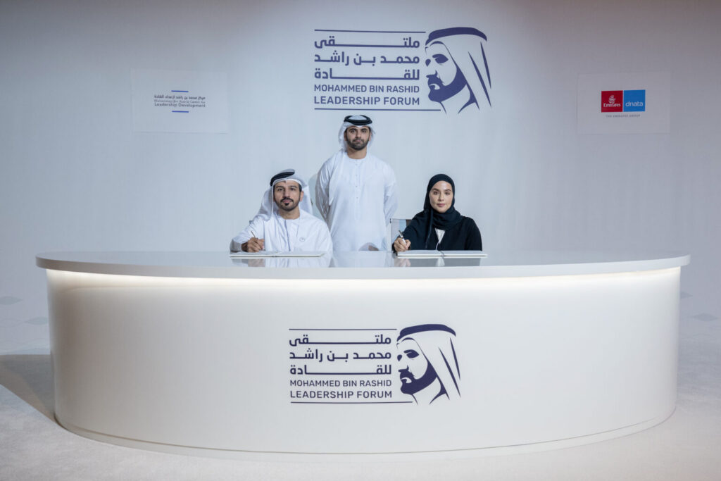 Mansoor bin Mohammed witnesses signing of MoU between MBRCLD and Emirates Group