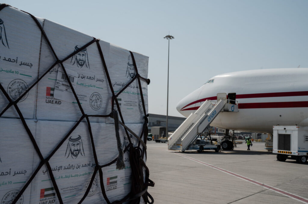 ‘Ahmed bin Rashid Humanitarian Bridge’ begins airlift operations to support Gaza